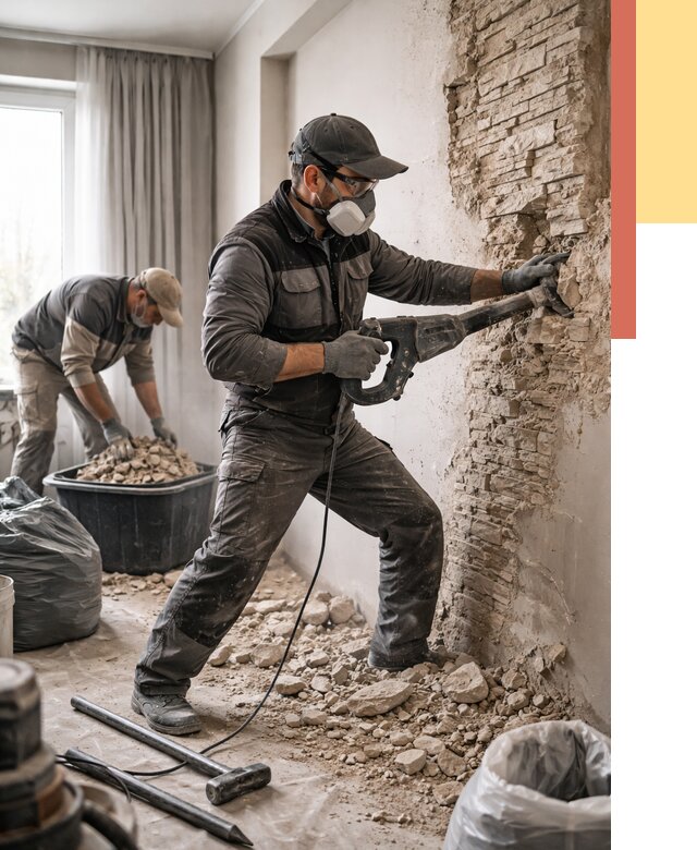 Демонтаж декоративного камня в Надыме от 1505 руб/м² — быстро и недорого | ОТДЕЛОЧНИК-Ндм