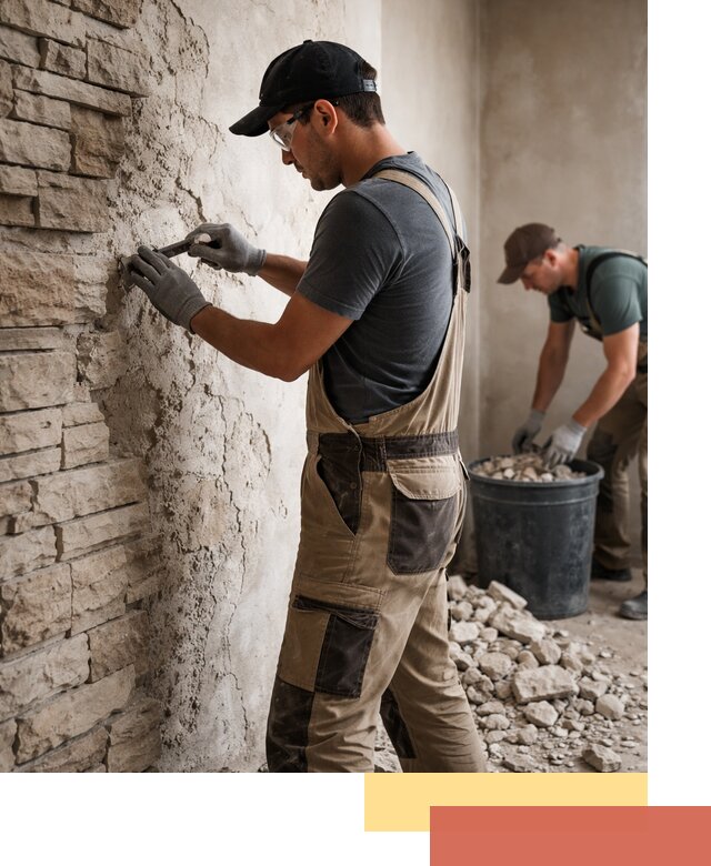 Демонтаж декоративного камня в Надыме профессионально и безопасно