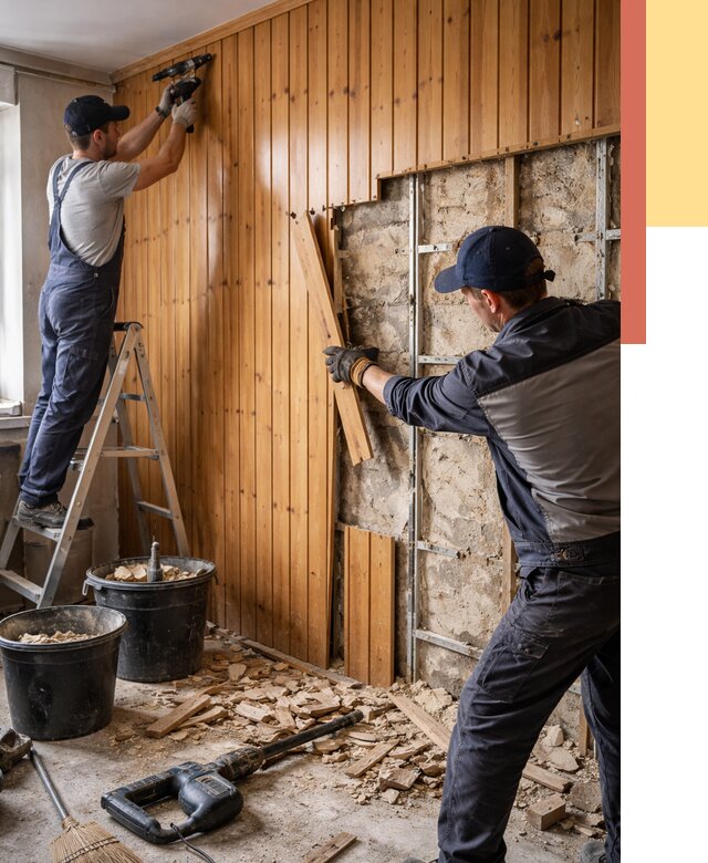 Демонтаж вагонки со стен в Надыме от 1505 руб. — снятие, удаление, срочно | ОТДЕЛОЧНИК-Ндм