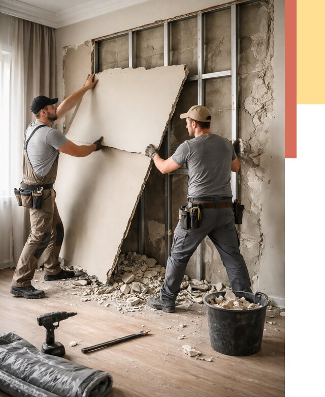 Демонтаж гипсокартона со стен в Надыме от 363 руб. — услуги демонтажа | ОТДЕЛОЧНИК-Ндм