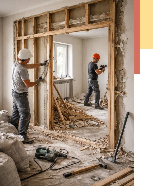 Демонтаж деревянных перегородок в Надыме от 3321 руб. — быстро и недорого | ОТДЕЛОЧНИК-Ндм