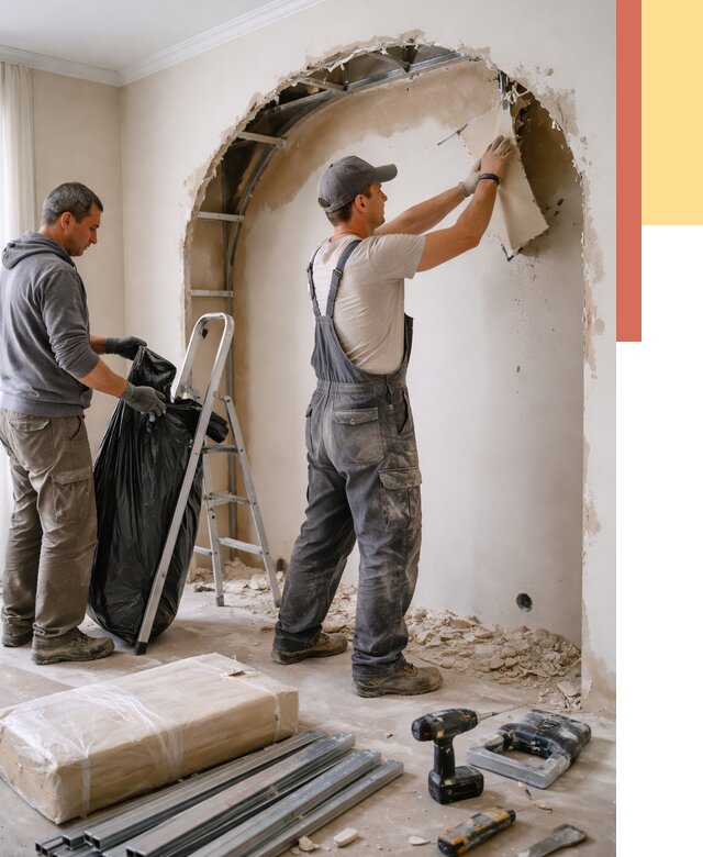 Демонтаж арки из гипсокартона в Надыме от 3632 руб. — услуги под ключ | ОТДЕЛОЧНИК-Ндм