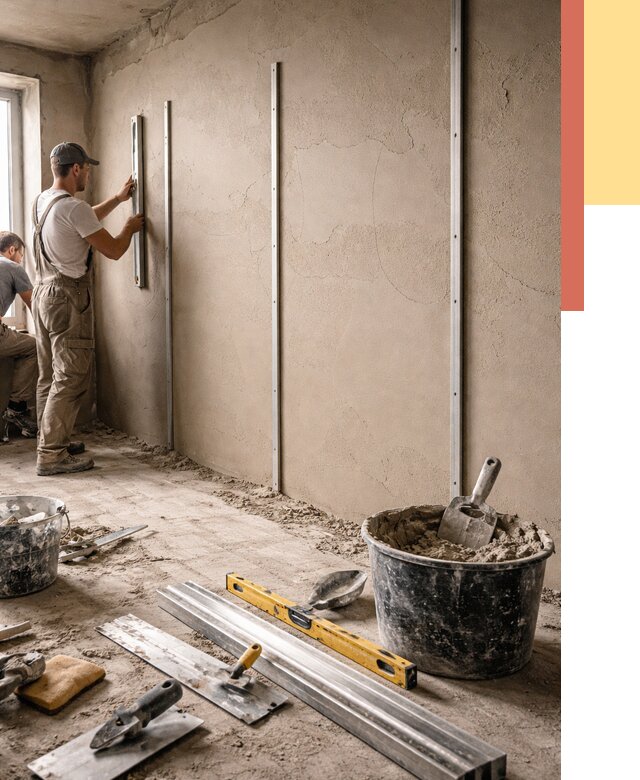 Штукатурка стен по маякам в Надыме от 5708 руб./м² — выравнивание под ключ | ОТДЕЛОЧНИК-Ндм