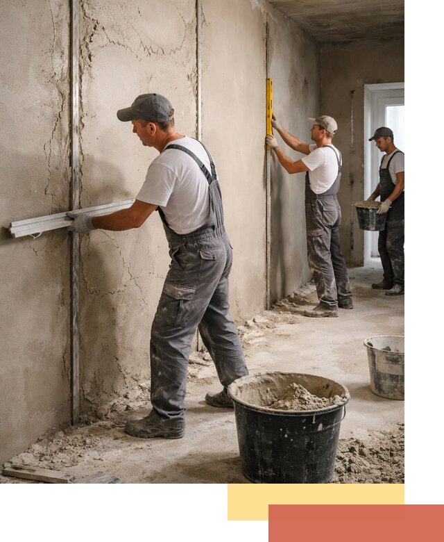 Штукатурка стен по маякам в Надыме — точная и ровная поверхность