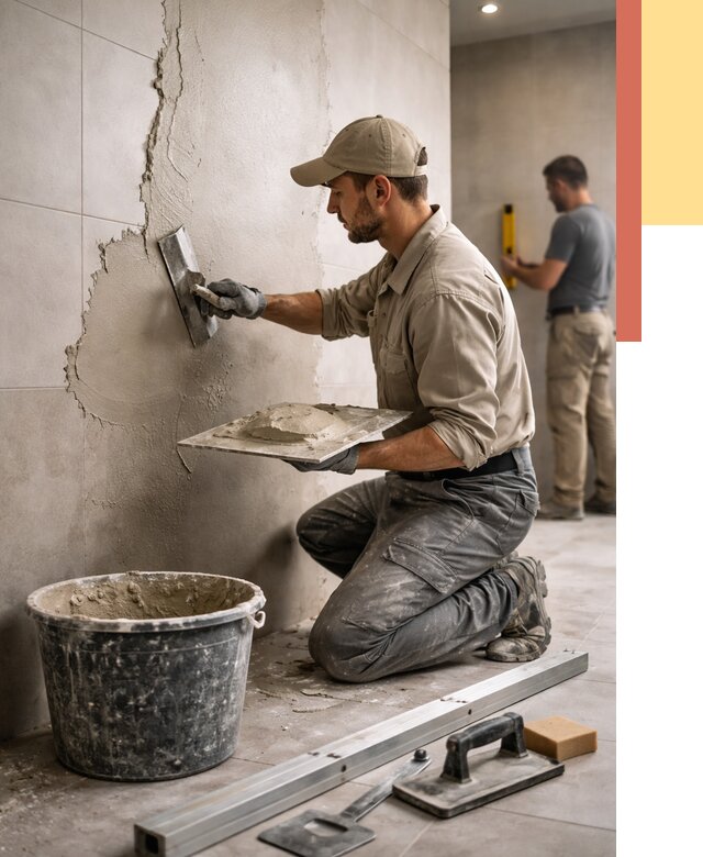 Штукатурка стен в ванной в Надыме от 4670 руб./м² — выравнивание под ключ | ОТДЕЛОЧНИК-Ндм