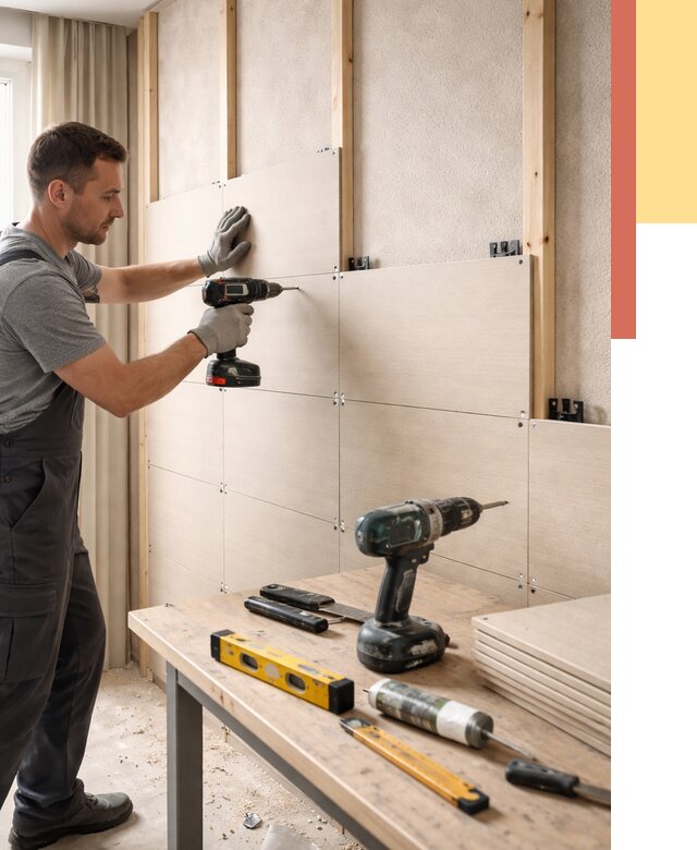 Монтаж МДФ панелей на стены в Надыме от 1297 руб. под ключ | ОТДЕЛОЧНИК-Ндм