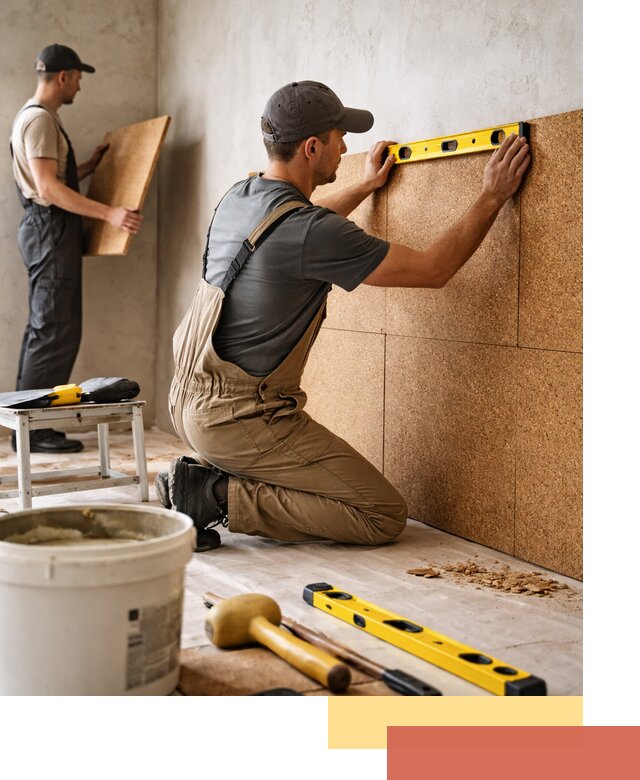 Монтаж пробковых панелей на стены в Надыме быстро и качественно