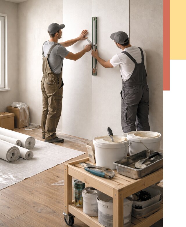 Поклейка стеклообоев в Надыме от 6746 руб. за м2 — быстро и недорого | ОТДЕЛОЧНИК-Ндм