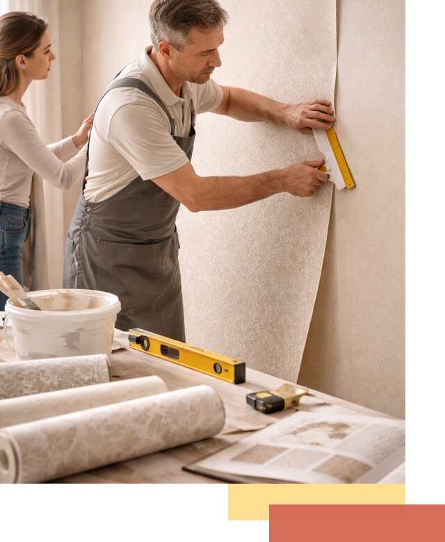 Поклейка обоев с подбором рисунка в Надыме