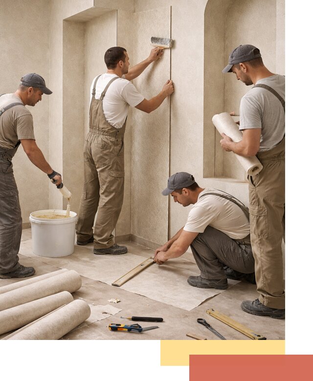 Поклейка обоев на сложные стены и неровные поверхности в Надыме