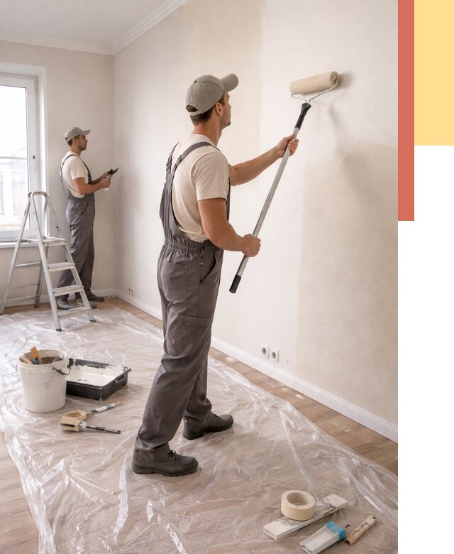 Покраска стен акриловой краской в Надыме от 3632 руб./м² — быстро и недорого | ОТДЕЛОЧНИК-Ндм