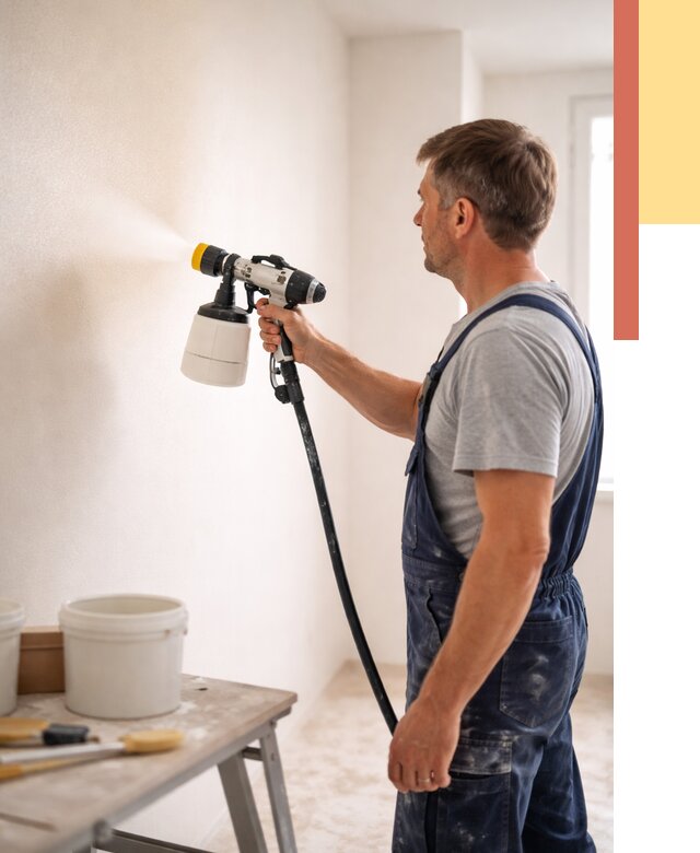 Покраска стен краскопультом в Надыме от 7784 руб. — механизированная покраска | ОТДЕЛОЧНИК-Ндм