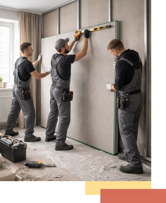 Шумоизоляция стен панелями ЗИПС в Надыме для жилых и коммерческих помещений