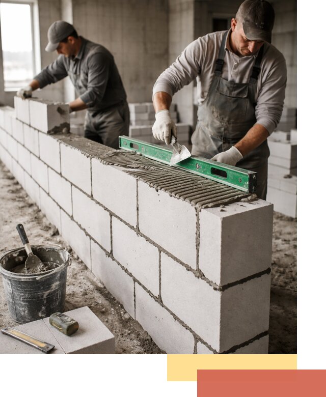 Кладка перегородок из газобетона в Надыме быстро и качественно