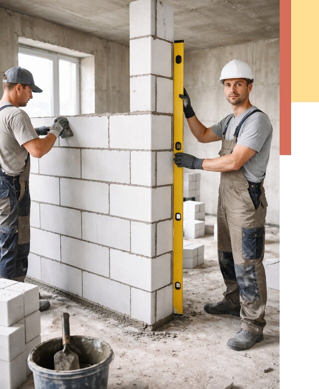 Кладка перегородок из пеноблока в Надыме от 1868 руб. под ключ | ОТДЕЛОЧНИК-Ндм