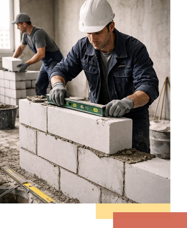 Кладка перегородок из пеноблока под ключ в Надыме