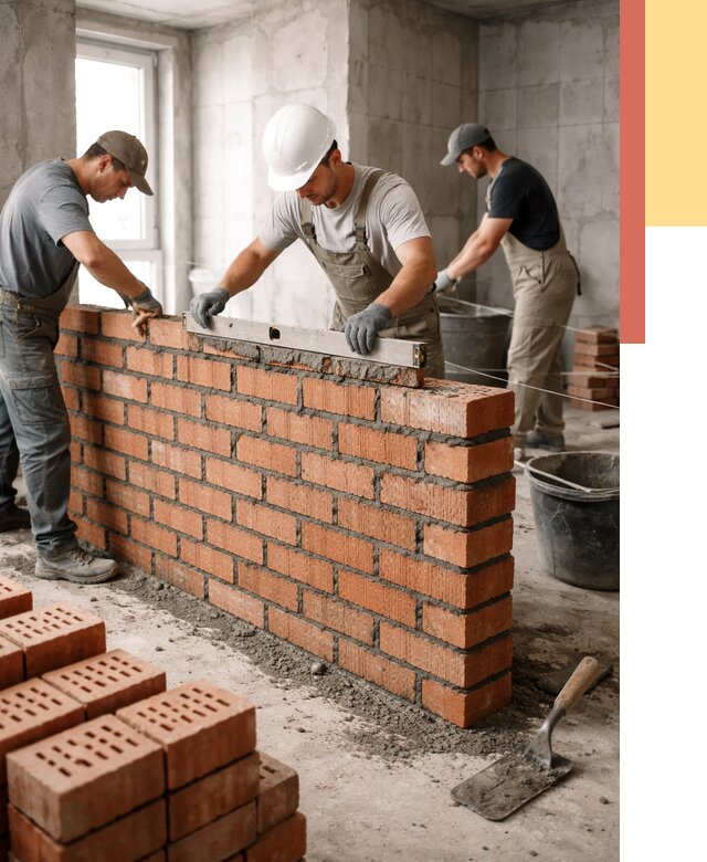 Кладка перегородок из кирпича в Надыме от 3632 руб. за м² | ОТДЕЛОЧНИК-Ндм