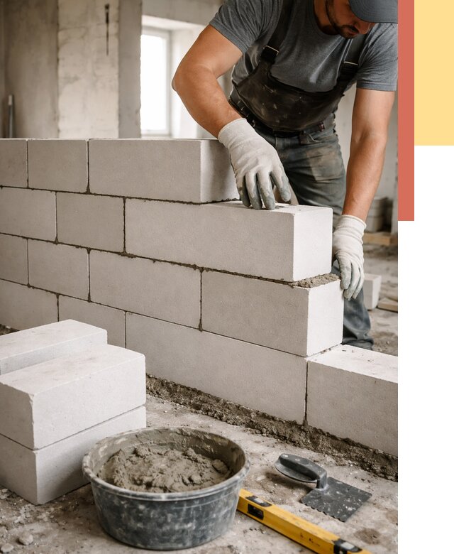 Кладка перегородок из силикатного блока в Надыме от 4151 руб. под ключ | ОТДЕЛОЧНИК-Ндм