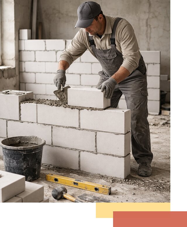 Кладка перегородок из силикатного блока в Надыме