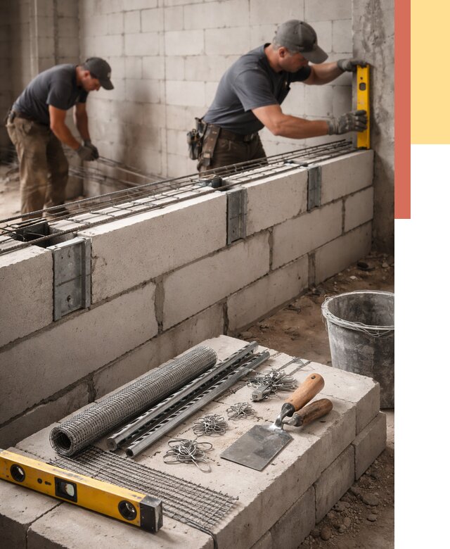 Армирование кладки перегородок в Надыме от 778 руб. под ключ | ОТДЕЛОЧНИК-Ндм