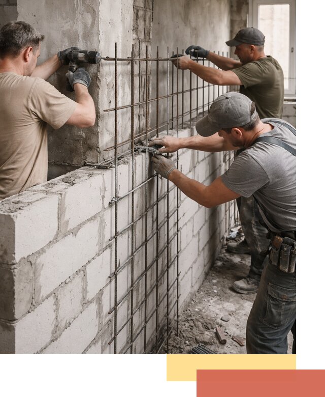 Армирование кладки перегородок в Надыме профессионально и надёжно