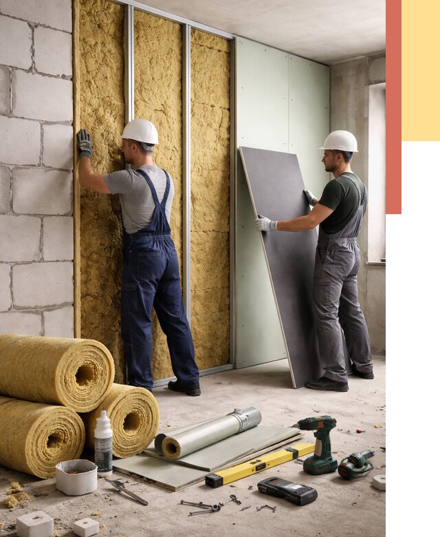 Шумоизоляция перегородок из блоков в Надыме от 1920 руб./м² — быстро и недорого | ОТДЕЛОЧНИК-Ндм