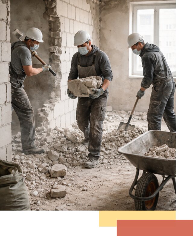 Демонтаж блочных перегородок в Надыме быстро и аккуратно