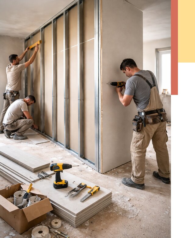 Монтаж однослойной перегородки из гипсокартона в Надыме от 675 руб. | ОТДЕЛОЧНИК-Ндм