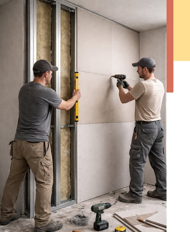 Монтаж двухслойной перегородки из гипсокартона в Надыме от 1505 руб. | ОТДЕЛОЧНИК-Ндм