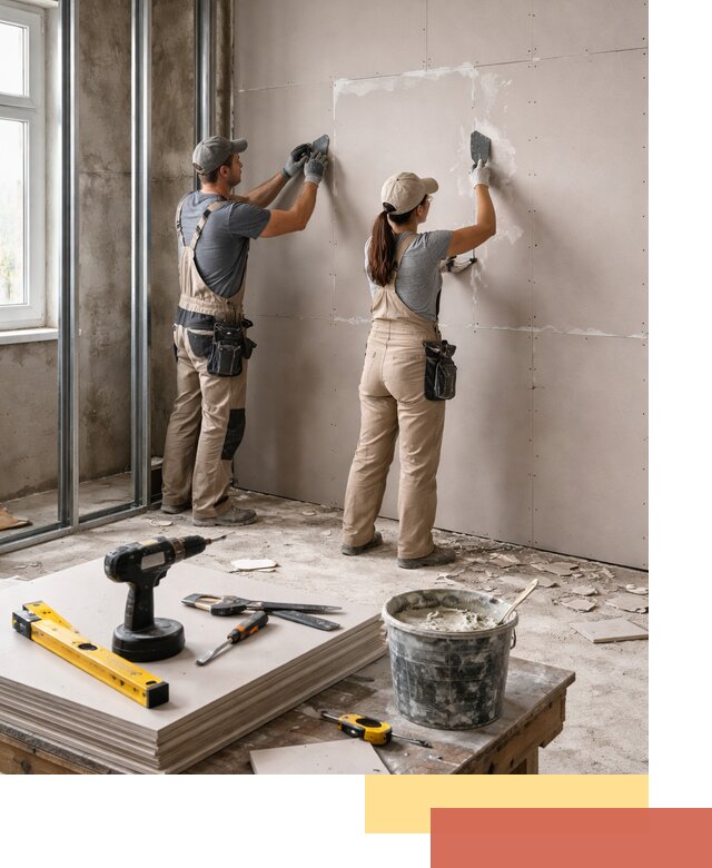 Монтаж двухслойной перегородки из гипсокартона в Надыме