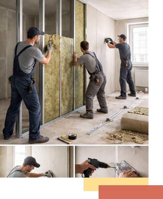 Перегородка из гипсокартона с шумоизоляцией в Надыме — монтаж под ключ