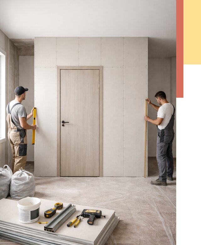 Перегородка из гипсокартона с дверью в Надыме от 4670 руб. под ключ | ОТДЕЛОЧНИК-Ндм