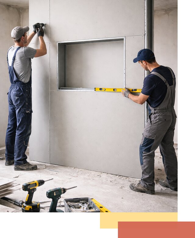 Перегородка из гипсокартона с нишей под декор в Надыме