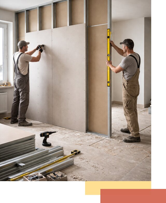 Зонирующая перегородка из гипсокартона под ключ в Надыме