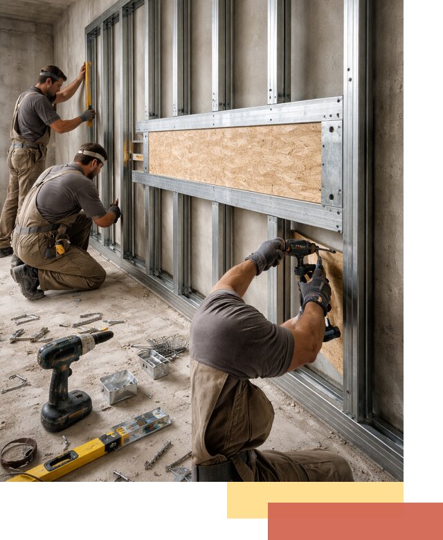 Усиленная перегородка для крепления тяжёлых конструкций в Надыме