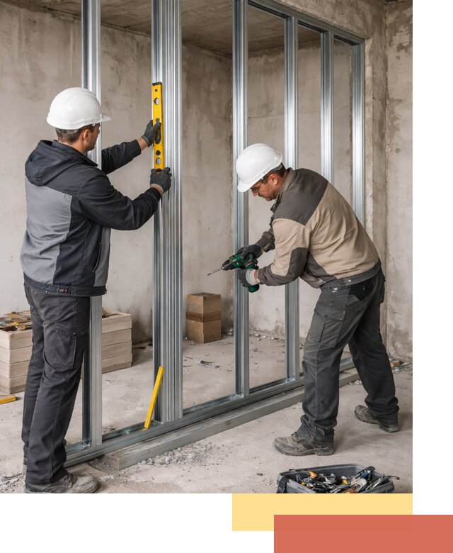 Монтаж каркаса перегородки из профиля в Надыме