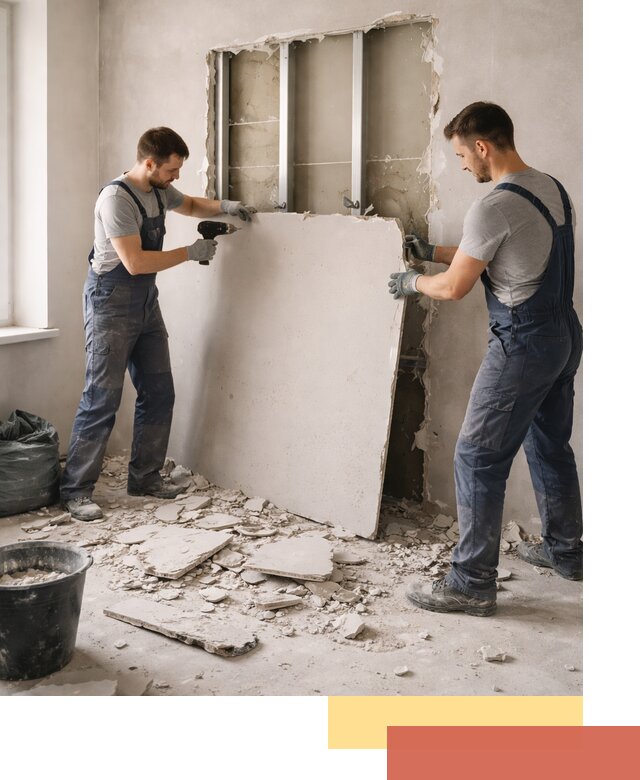 Демонтаж перегородки из гипсокартона в Надыме быстрый и аккуратный