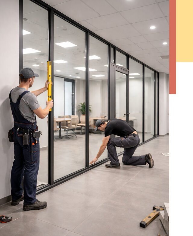 Каркасные стеклянные перегородки в Надыме под ключ от 9548 руб. | ОТДЕЛОЧНИК-Ндм