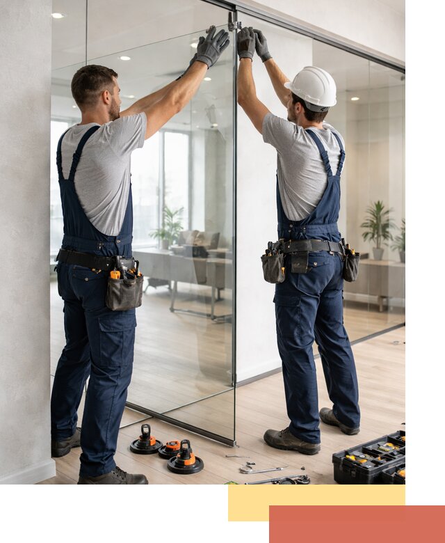 Безрамные стеклянные перегородки под ключ в Надыме