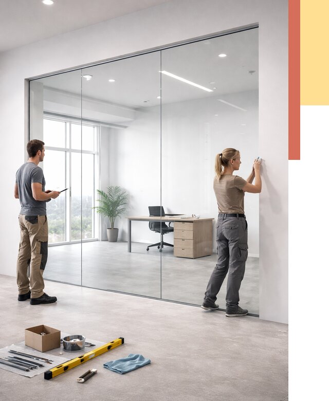 Перегородки из закаленного стекла в Надыме от 9859 руб. под ключ | ОТДЕЛОЧНИК-Ндм