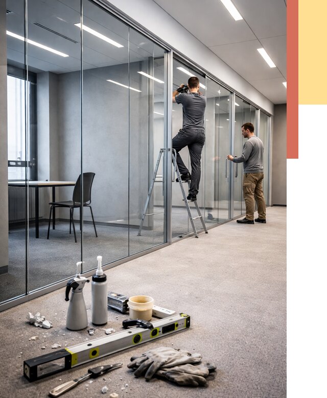 Стеклянные офисные перегородки в Надыме от 8821 руб. — монтаж и установка | ОТДЕЛОЧНИК-Ндм