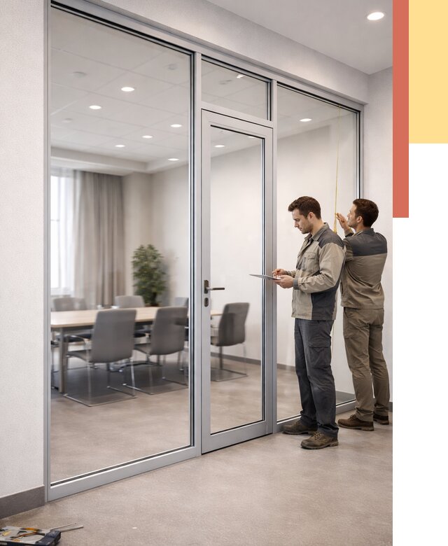 Установка и монтаж алюминиевых перегородок со стеклом в Надыме от 8510 руб. | ОТДЕЛОЧНИК-Ндм