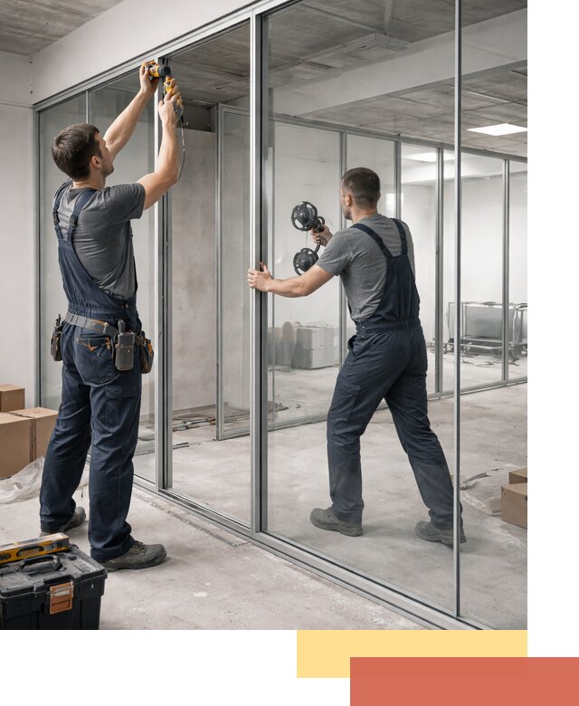 Алюминиевые перегородки со стеклом в Надыме — изготовление и монтаж