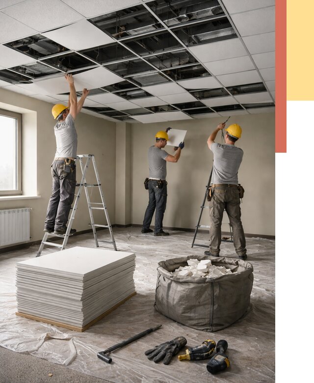 Демонтаж потолка Армстронг в Надыме от 4670 руб. быстро и недорого | ОТДЕЛОЧНИК-Ндм