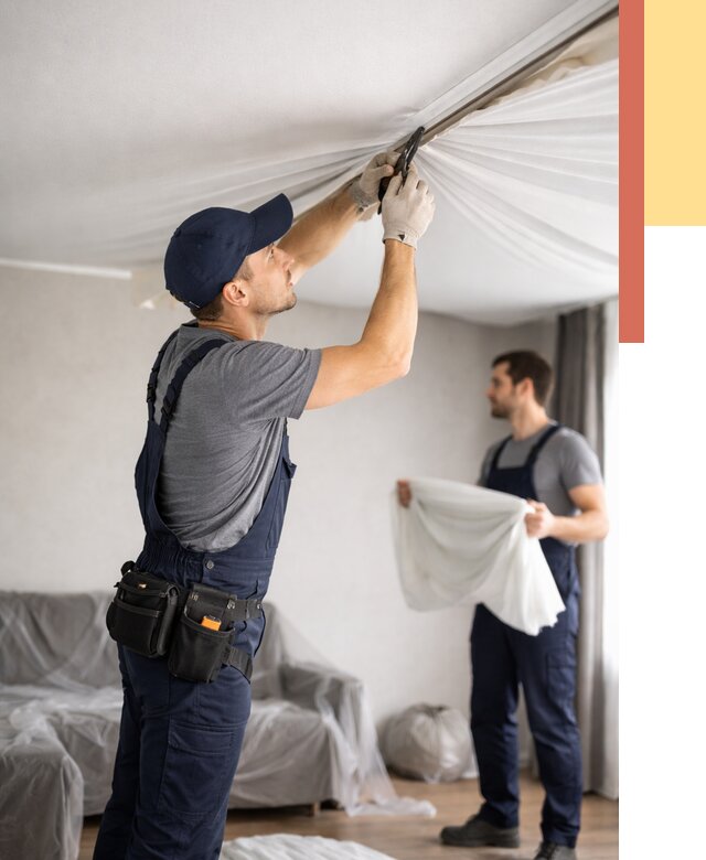 Демонтаж натяжного потолка в Надыме от 4670 руб. — снятие и разбор под ключ | ОТДЕЛОЧНИК-Ндм