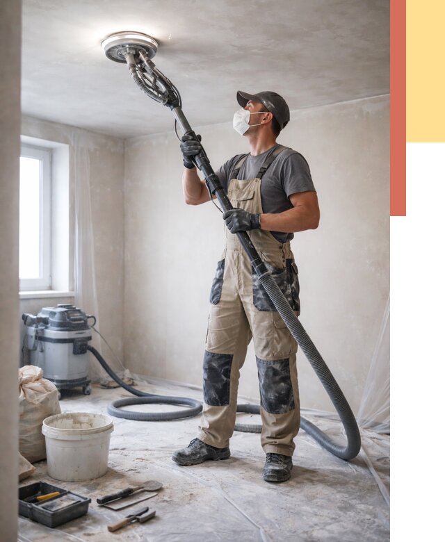 Шлифовка потолка в Надыме от 3632 руб. — услуги шлифования потолка | ОТДЕЛОЧНИК-Ндм