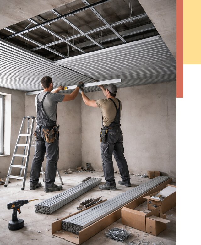 Монтаж реечного потолка в Надыме от 4670 руб. под ключ | ОТДЕЛОЧНИК-Ндм