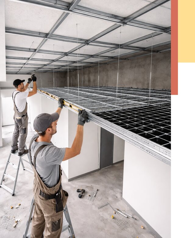 Монтаж потолка грильято в Надыме от 467 руб./м² — быстрая сборка под ключ | ОТДЕЛОЧНИК-Ндм