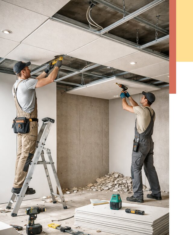 Монтаж акустического потолка в Надыме от 6746 руб/м2 — быстро и недорого | ОТДЕЛОЧНИК-Ндм