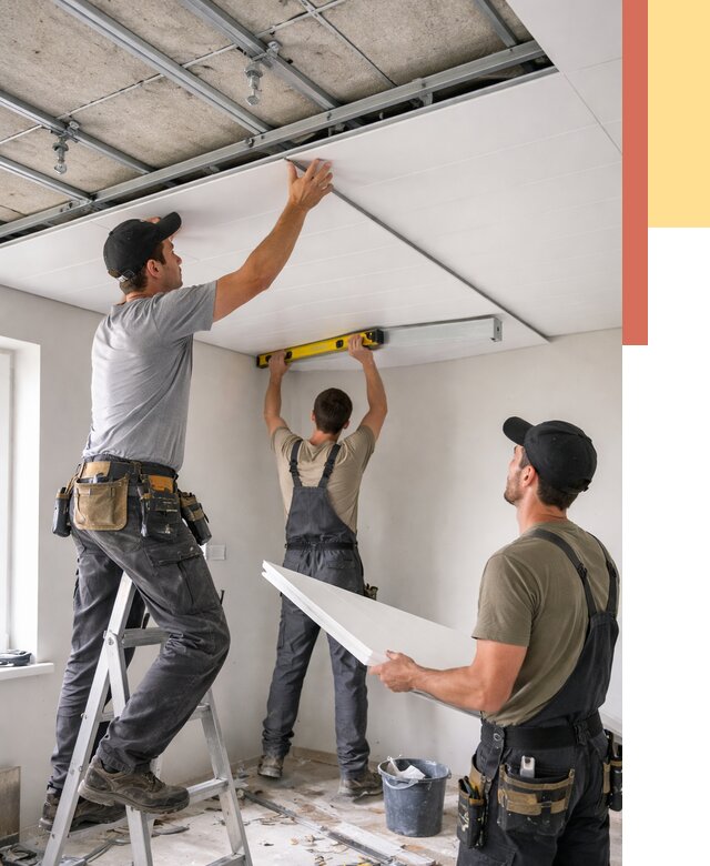 Монтаж потолка из ПВХ панелей в Надыме от 3632 руб./м2 — быстро и недорого | ОТДЕЛОЧНИК-Ндм